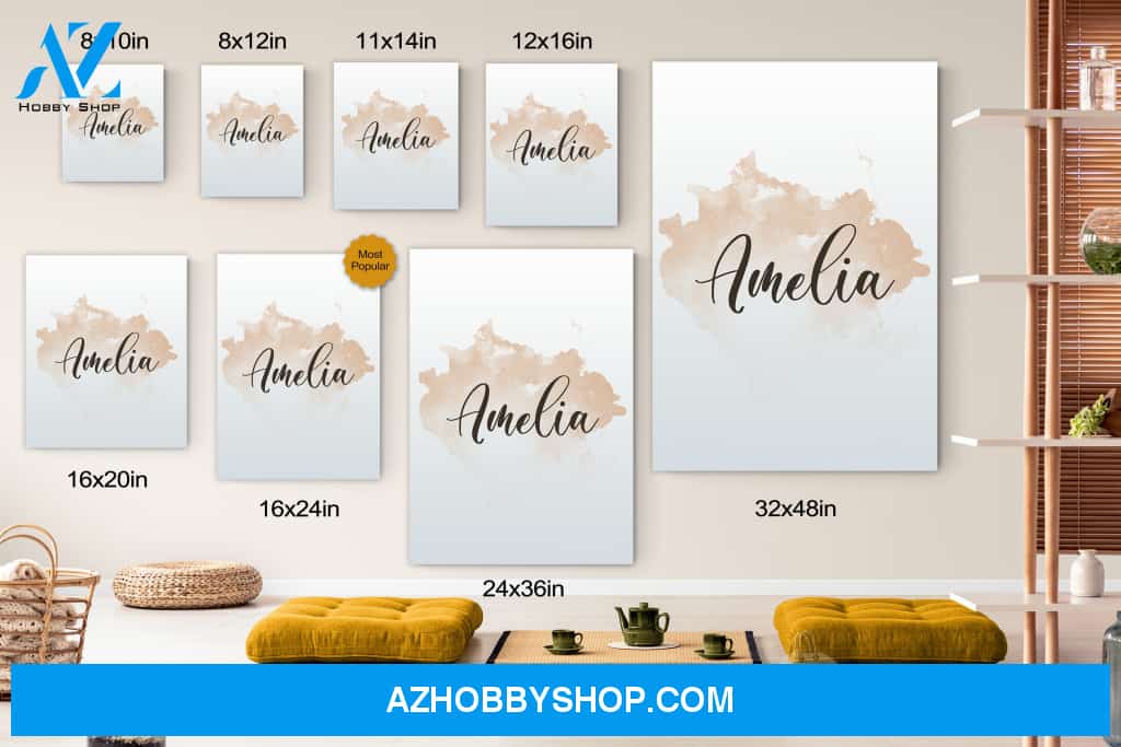 Personalized Name Sign Girl Nursery Print Watercolour Canvas Print Wall Art - Matte Canvas