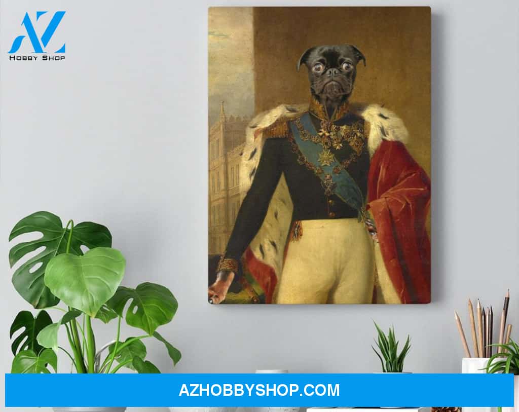 Personalized Pet King Portrait, Royal Dog Canvas And Poster, Wall Decor Visual Art