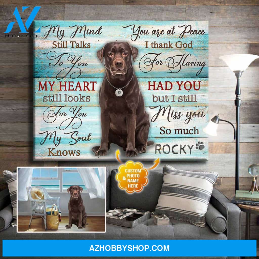 Personalized Photo and Name Dog My mind still talks Canvas Wall Art Decor