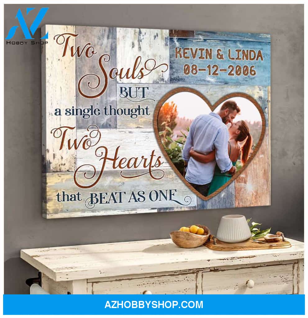 Personalized Photo Gifts Two Souls Two Hearts Wall Art Decor, Custom Canvas Prints Wedding Anniversary Gifts