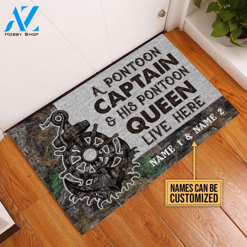 Personalized Pontoon Captain And Pontoon Queen | Welcome Mat | House Warming Gift