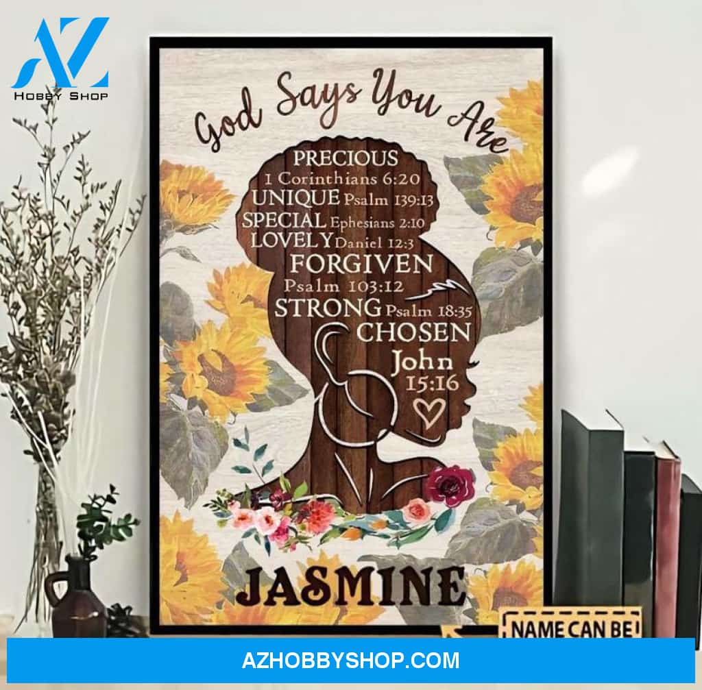 Personalized Poster & Canvas Black Girl God Says You Are, Black Girl Magic Art, God Bible Verses, Black Women Pride