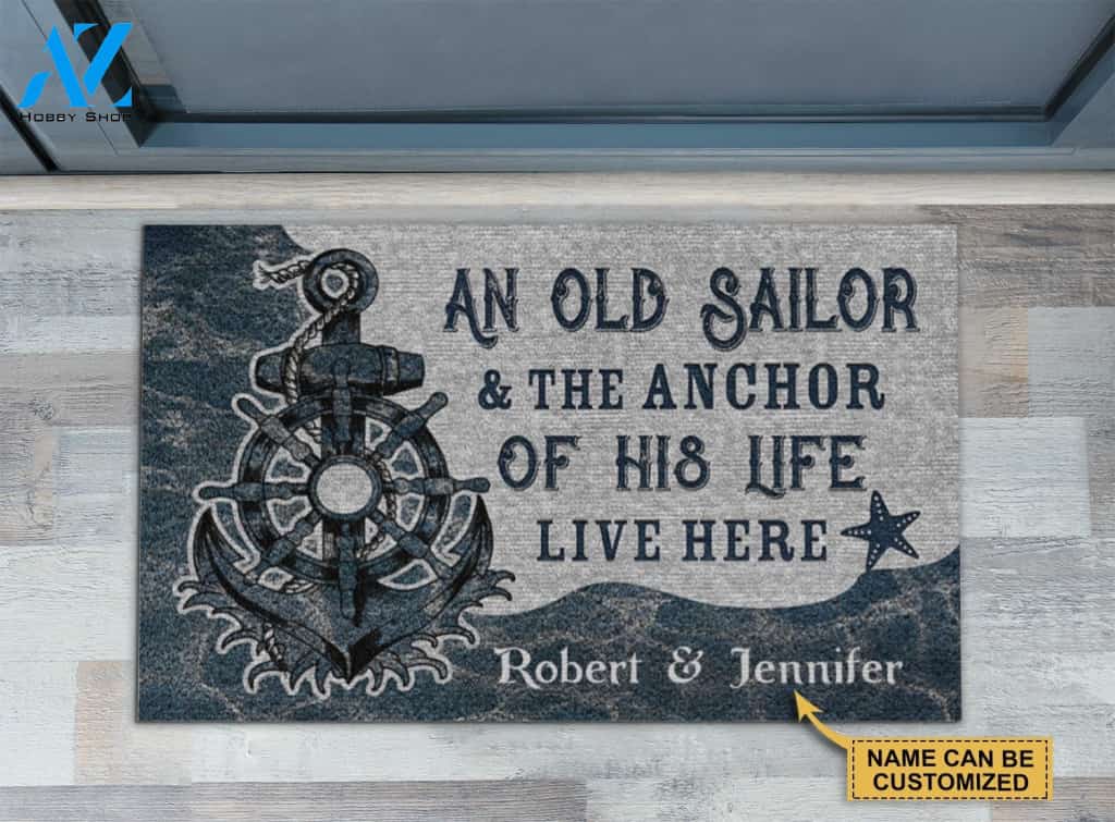 Personalized Sailor Anchor Of His Life Customized Doormat | Welcome Mat | House Warming Gift