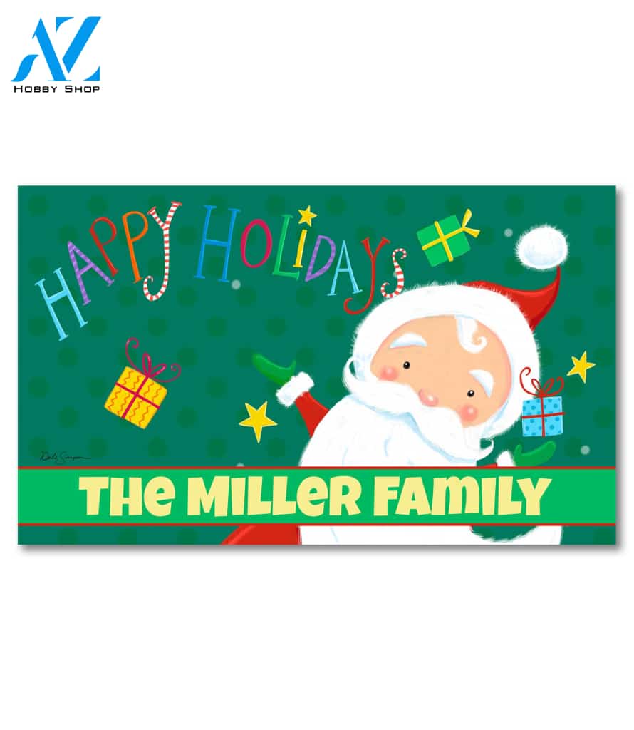 Personalized Santa Happy Holidays Doormat - 18" x 30"