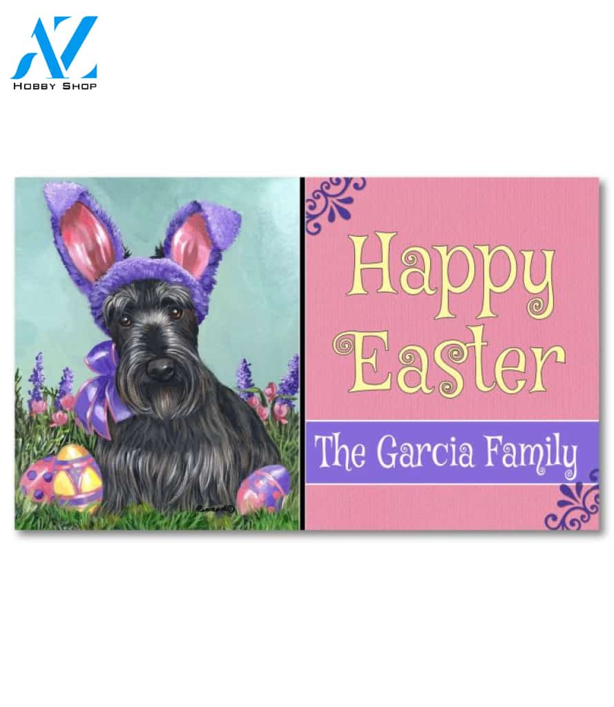 Personalized Scottish Terrier Egg Hunt Doormat - 18" x 30"
