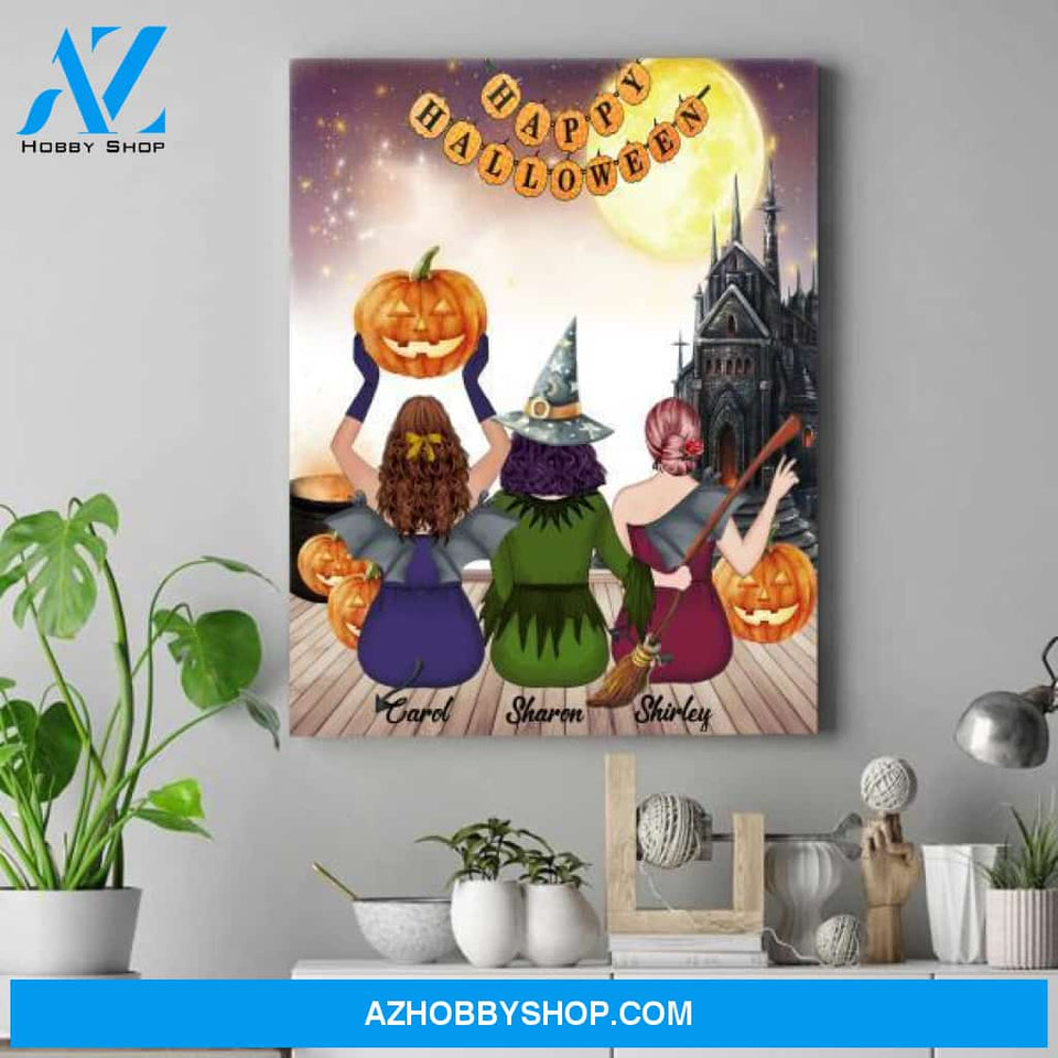 Personalized Sister Canvas - Gifts For Halloween Lovers - Witchcraft Gifts