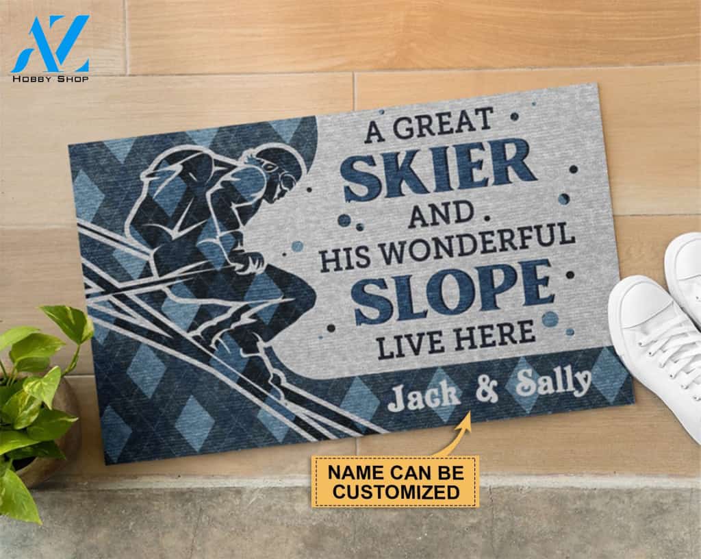Personalized Skiing Great Skiier And Wonderful Slope Live Here Customized Doormat | Welcome Mat | House Warming Gift