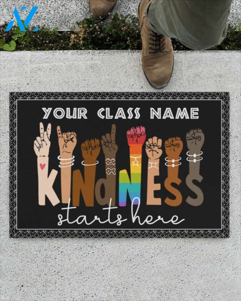 Personalized Teacher Kindness Starts Here Equality Indoor And Outdoor Doormat Gift For Teacher Student Decor Warm House Gift Welcome Mat Back To School