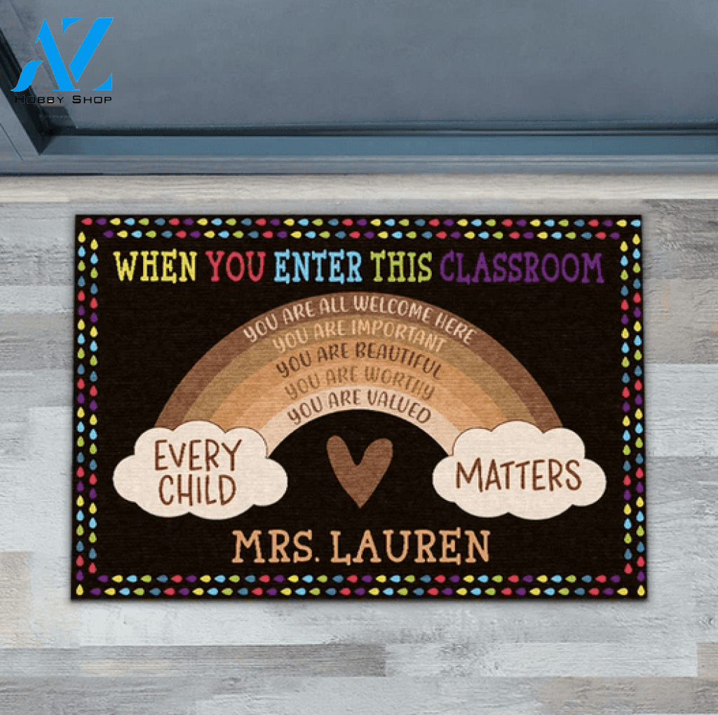 Personalized Teacher You Are All Welcome Here Custom Doormat, Teacher Gifts, Classroom Decor Warm House Gift Welcome Mat
