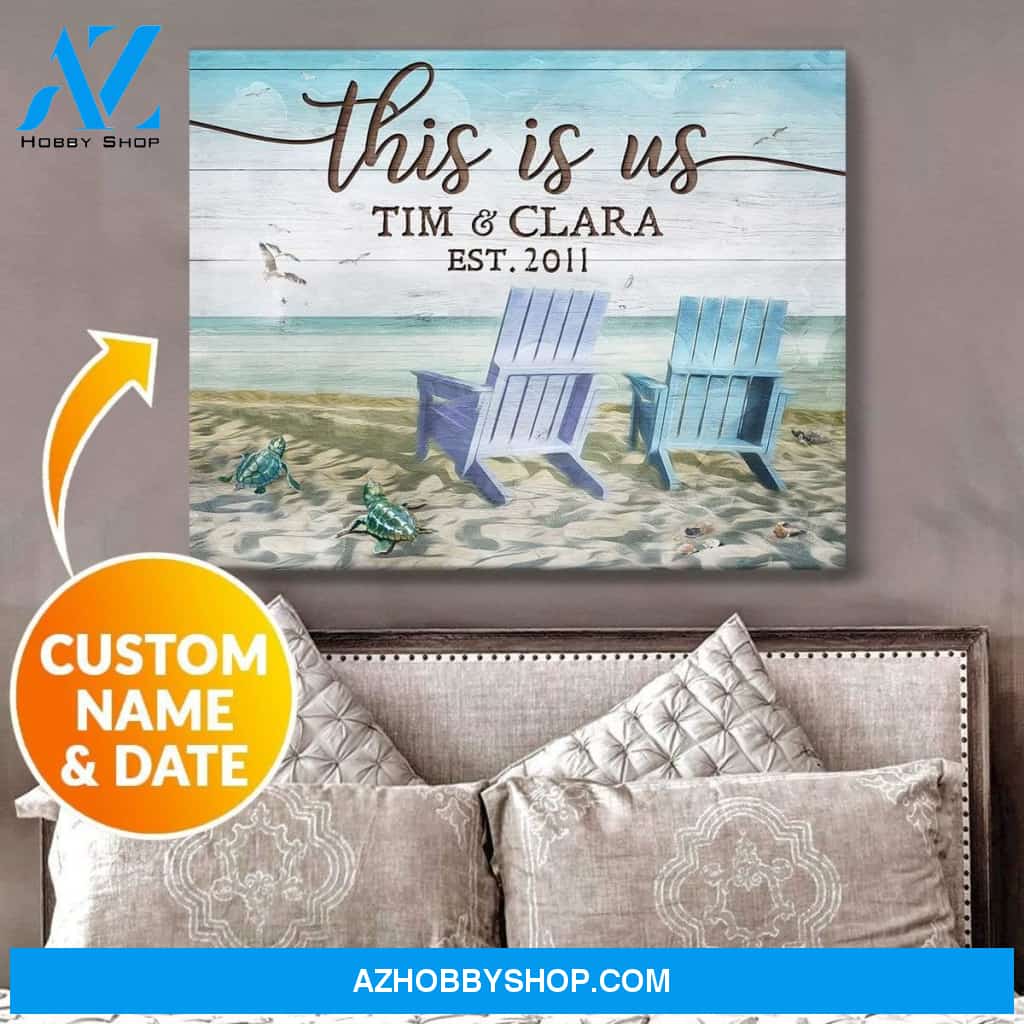 Personalized This Is Us Turtle Name And Date Wall Art Canvas