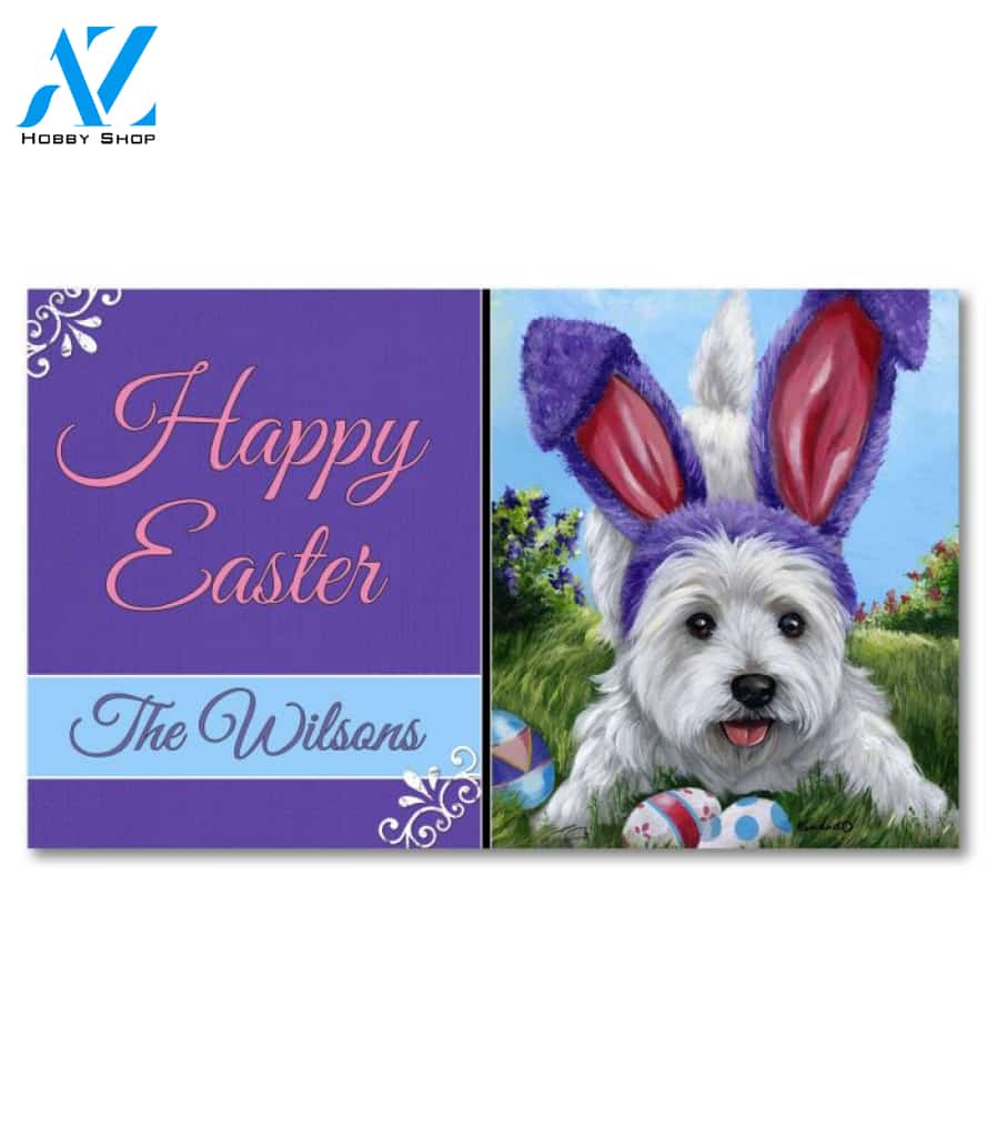 Personalized West Highland Terrier Egg Hunt Doormat - 18" x 30"