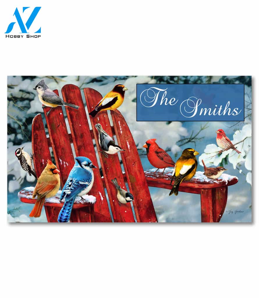 Personalized Winter Snow Birds Doormat - 18" x 30"
