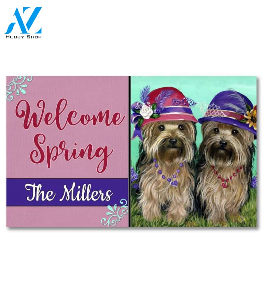 Personalized Yorkshire Terrier Sisters Doormat - 18" x 30"