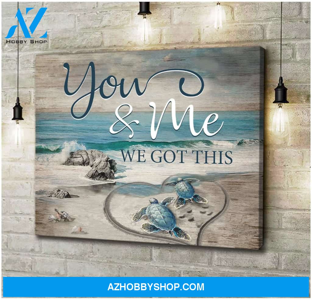 Personalized You And Me Name & Date Turtle Wall Art Canvas