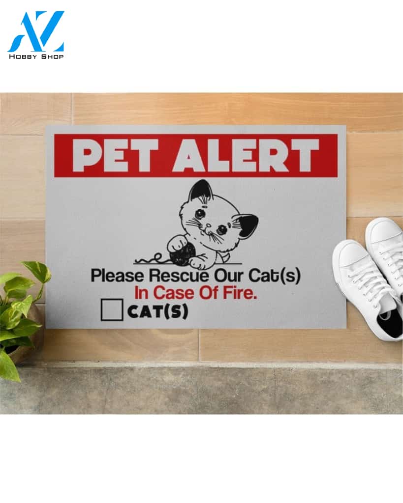 Pet Alert Indoor And Outdoor Doormat Warm House Gift Welcome Mat Gift For Cat Lovers Gift For Friend Birthday Gift