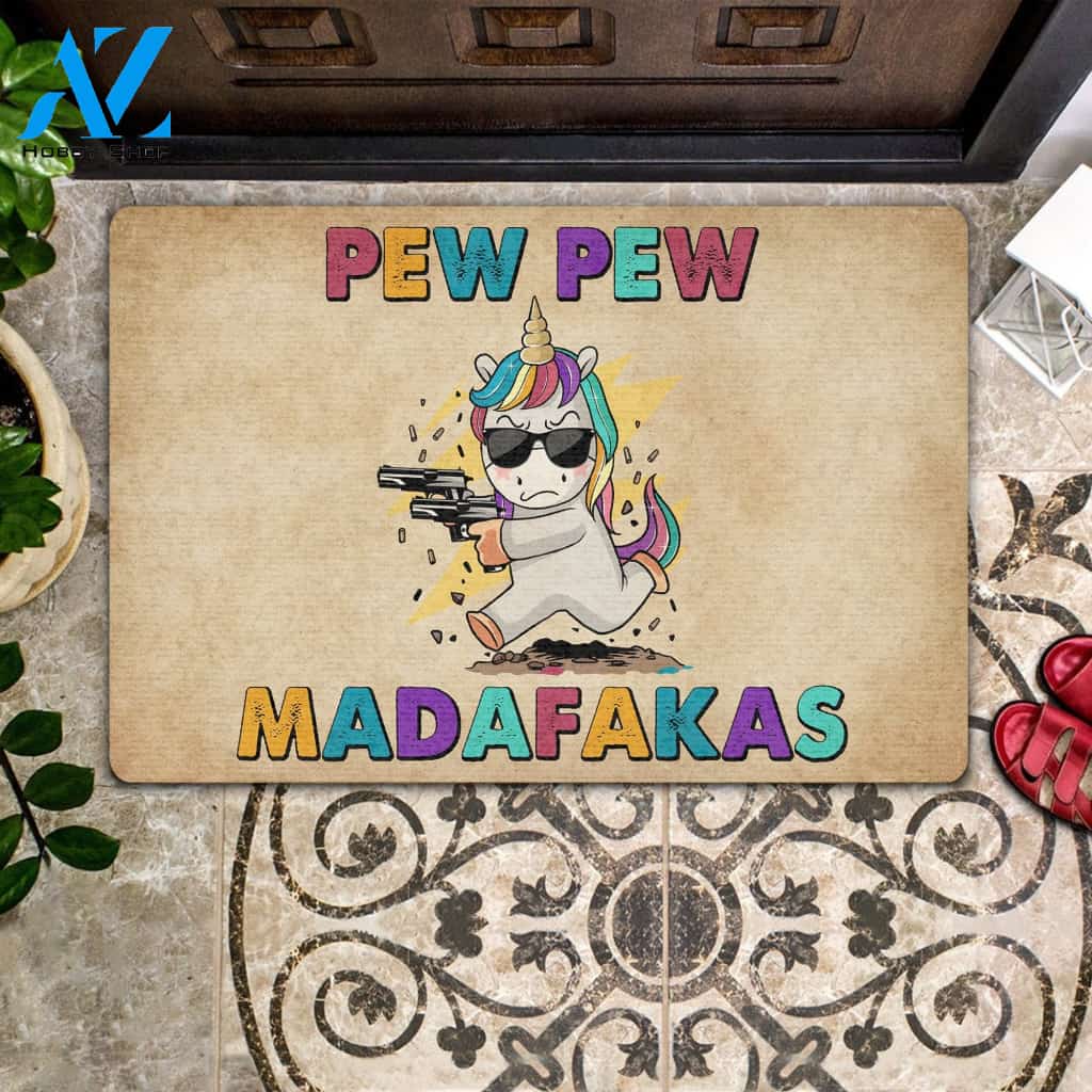Pew Pew Madafakas - Unicorn Doormat | Welcome Mat | House Warming Gift | Christmas Gift Decor
