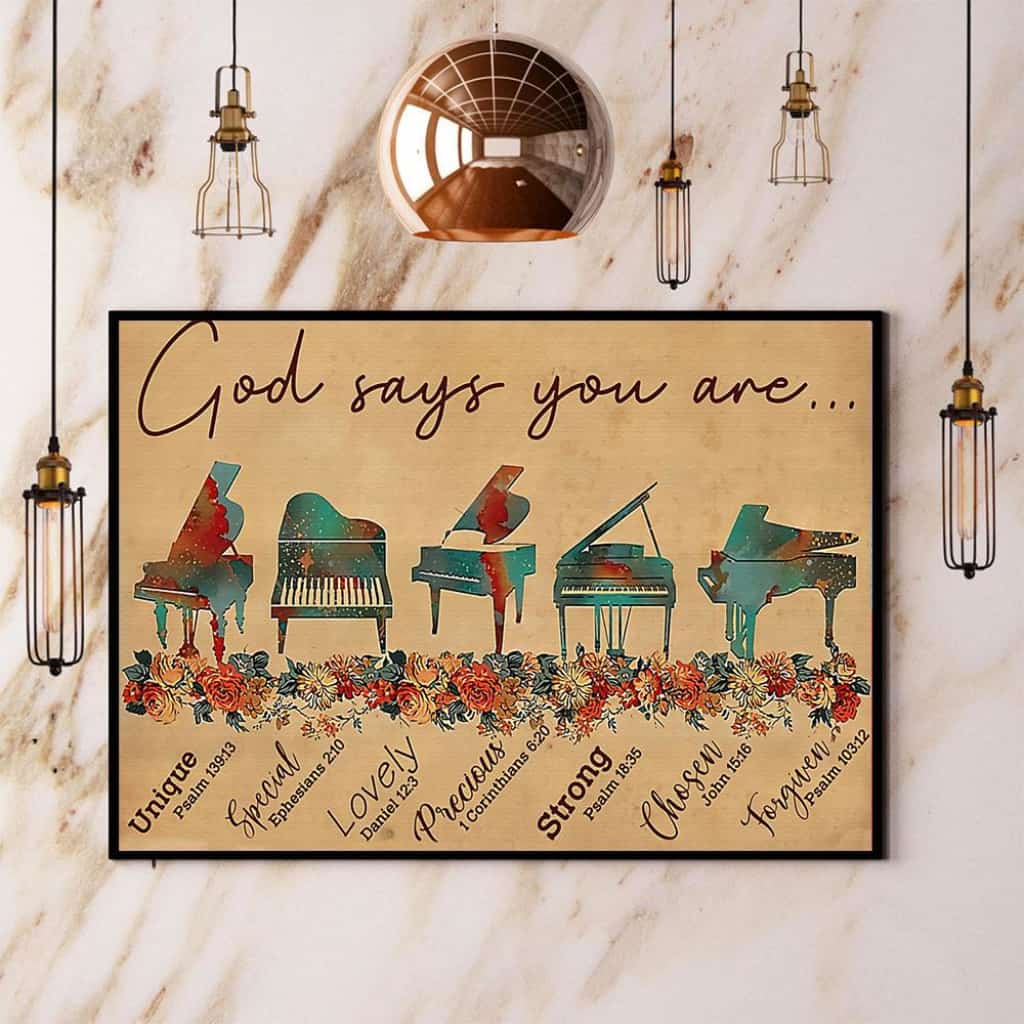 Piano God Says You Are Unique Special Lovely Paper Poster No Frame Matte Canvas Wall Decor