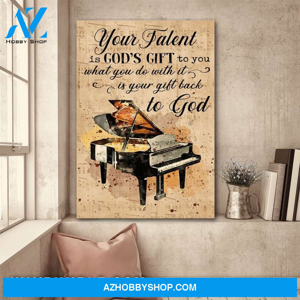 Piano - Your talent is God's gift to you Jesus Portrait Canvas Prints, Wall Art