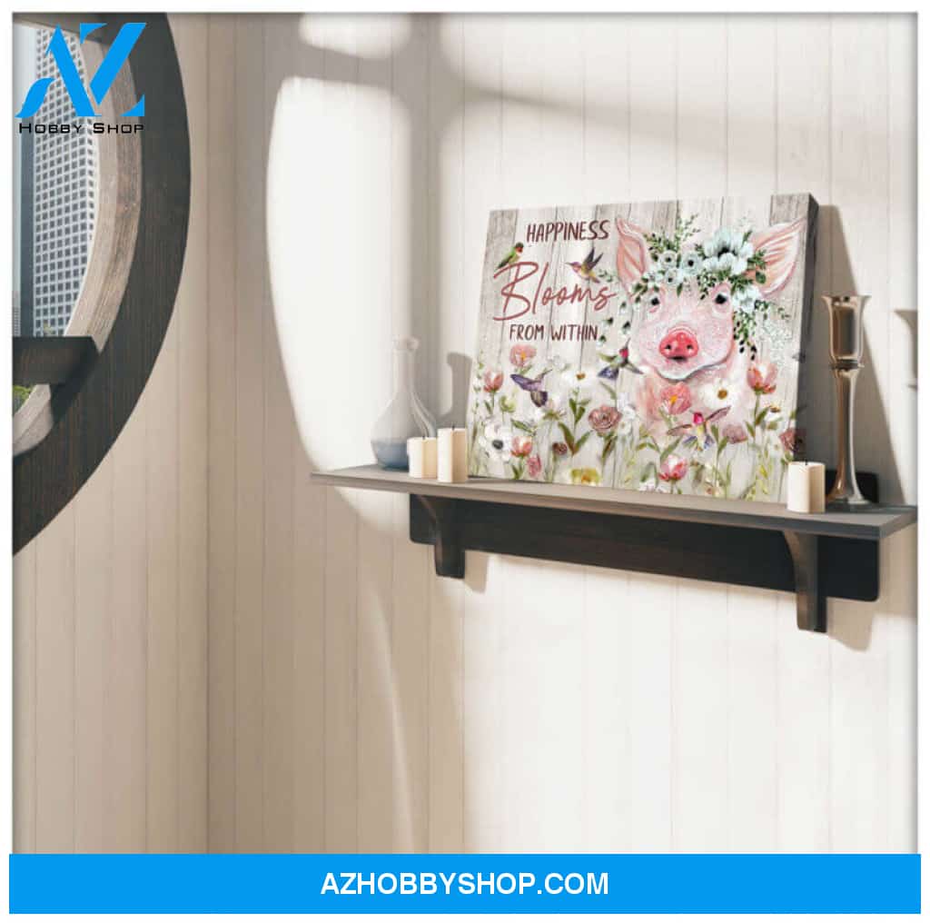 Ohcanvas Pig Canvas Happiness blooms from within Wall Art Decor