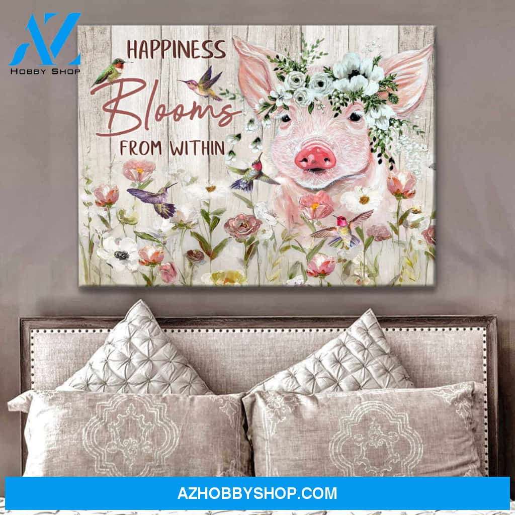 Pig Canvas Happiness blooms from within Wall Art Decor
