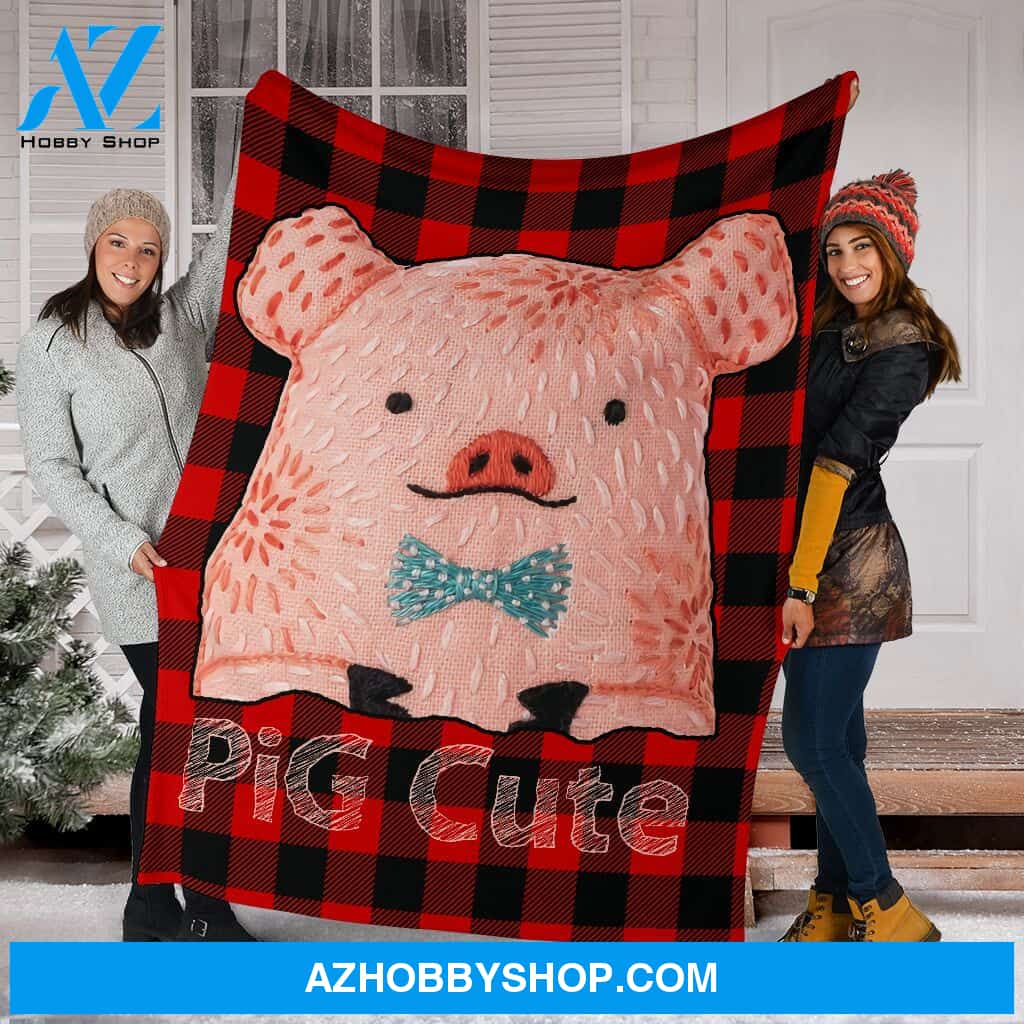 Pig Cute Caro Red Fleece Blanket