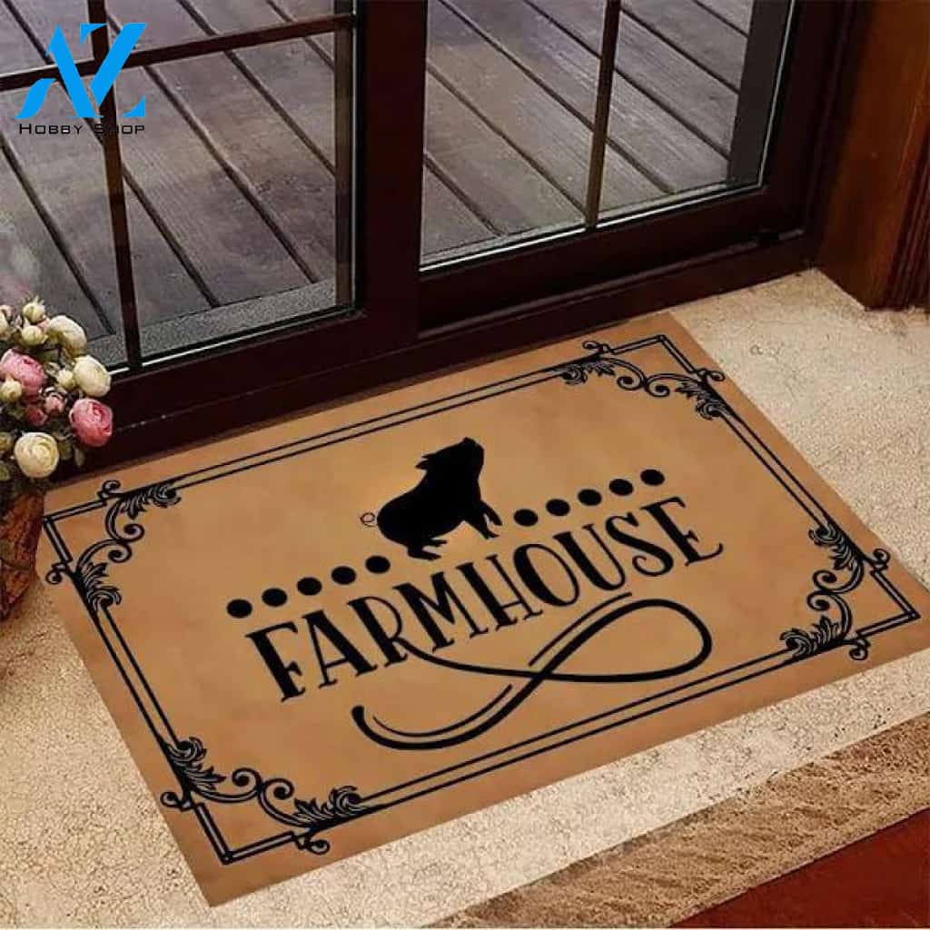 Pig Farmhouse Doormat Farmhouse Front Door Mat Outdoor Floor Mat Decorative Entrance Doormat,