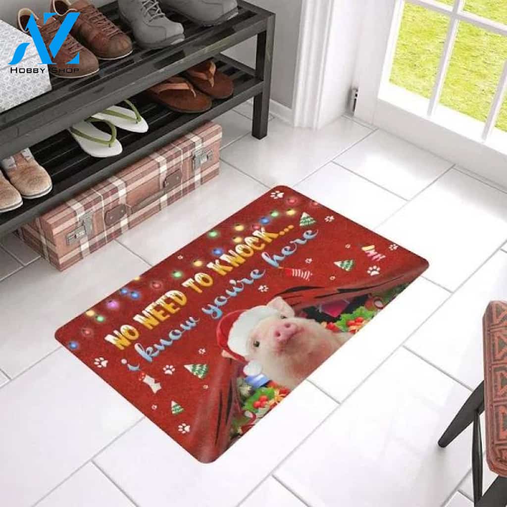 Pig Knows You Are Here Printed Doormat Home Decor