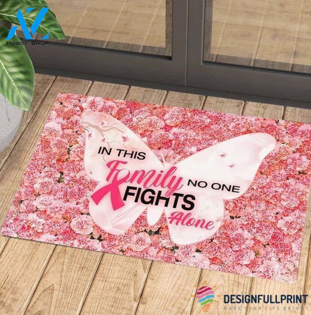 Pink Ribbon Breast Cancer Doormat HG