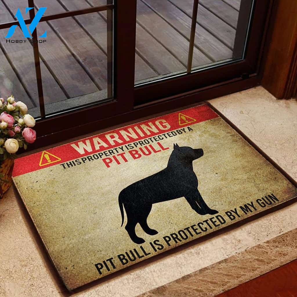 Pit Bull Doormat Pit Bull This Property Is Protected | Welcome Mat | House Warming Gift