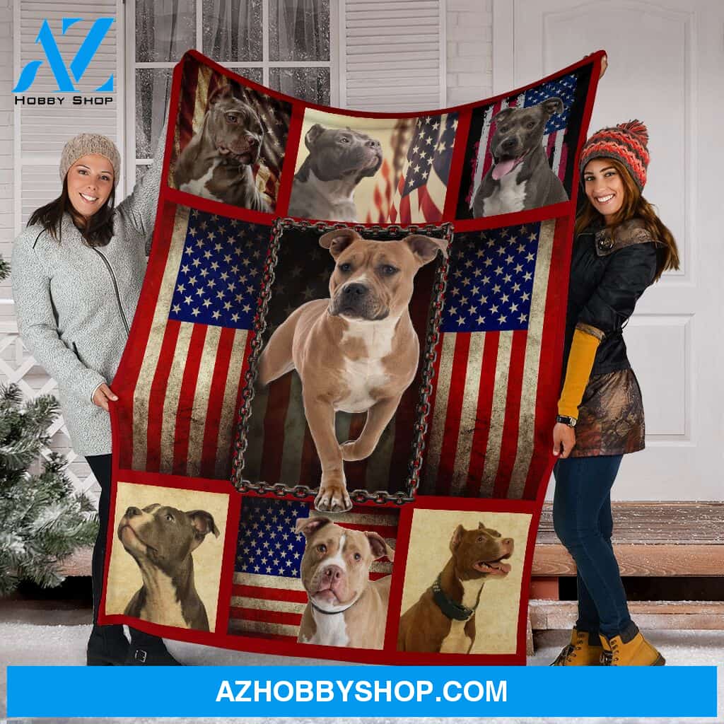 Pitbull Premium Blanket American Flag Fleece Blanket
