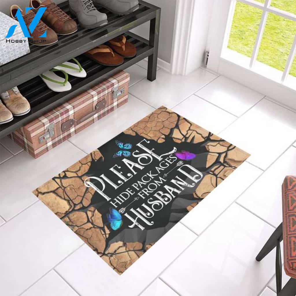 Please Hide Packages From Husband Doormat Indoor And Outdoor Mat Entrance Rug Sweet Home Decor Housewarming Gift Gift For Friend Family Stem Feminist