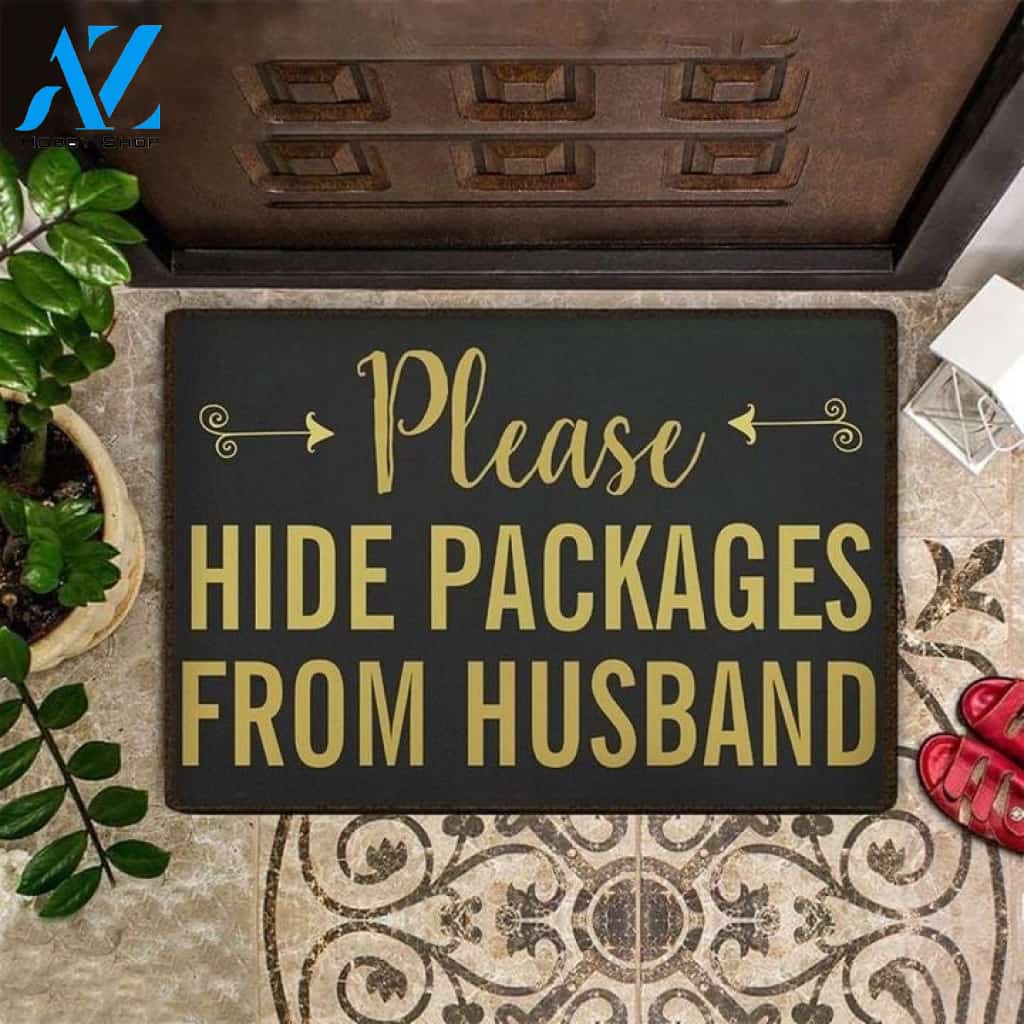 Please Hide Packages From Husband Funny Indoor And Outdoor Doormat Warm House Gift Welcome Mat Gift For Friend Family