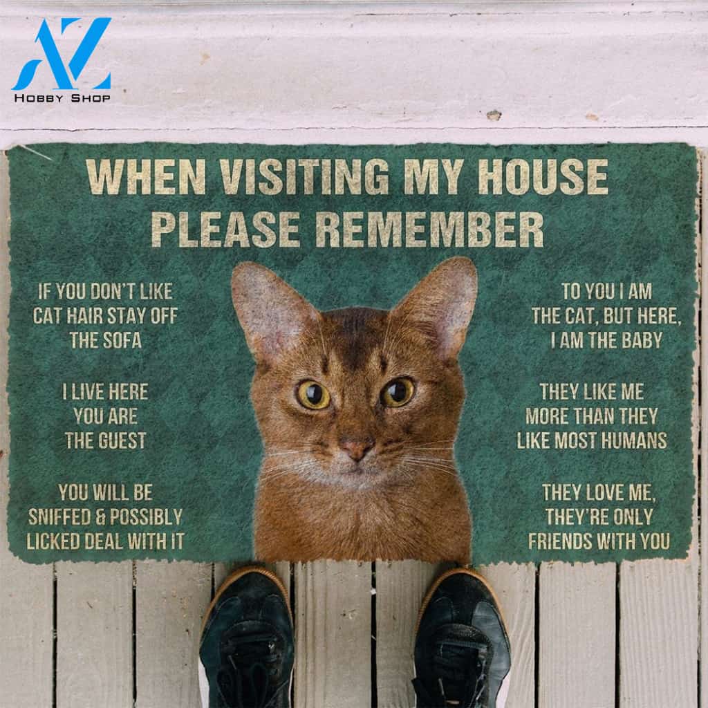 Gearhumans GearHuman 3D Please Remember Abyssinian Cats House Rules Doormat