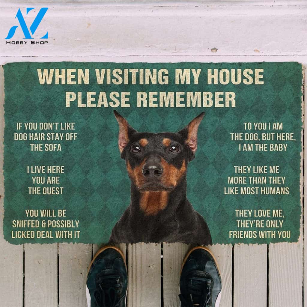 Gearhumans GearHuman 3D Please Remember German Pinscher Dogs House Rules Doormat