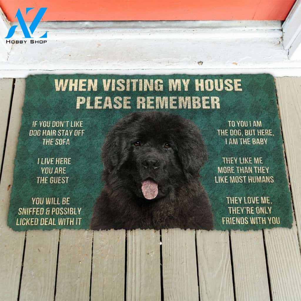 Please Remember NEWFOUNDLAND House Rules Funny Indoor And Outdoor Doormat Warm House Gift Welcome Mat Gift For Dog Lovers