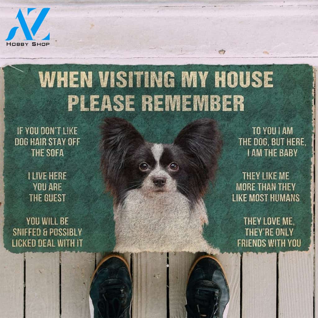 Gearhumans GearHuman 3D Please Remember Papillon Dogs House Rules Doormat
