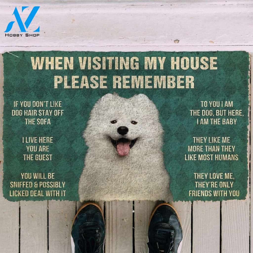 Gearhumans Gearhuman 3D Please Remember Samoyed House Rules Custom Doormat