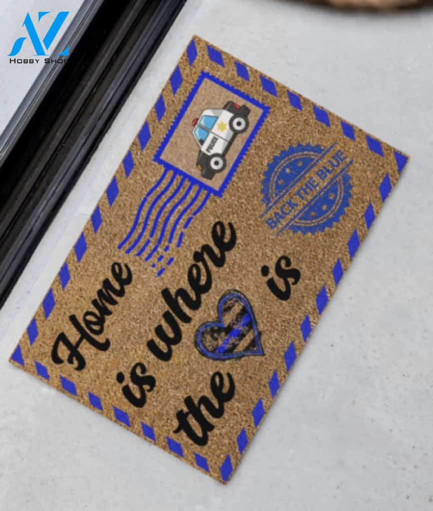 Police Home Is Where The Heart Is Doormat