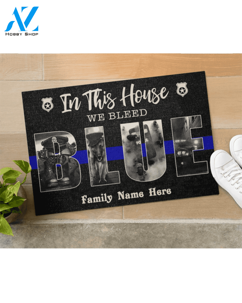 Police We Bleed Blue Doormat