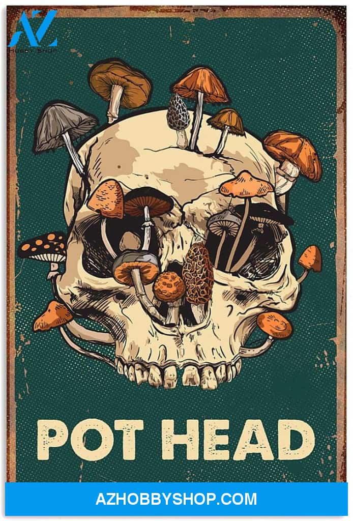 Pot Head Skull Mushroom Halloween Theme Canvas And Poster, Wall Decor Visual Art, Halloween Gift, Happy Halloween