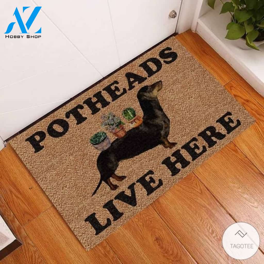 Potheads Live Here Garden Dachshund Doormat