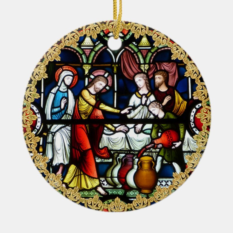Priest Ordination Anniversary Stained Glass Custom Ceramic Ornament