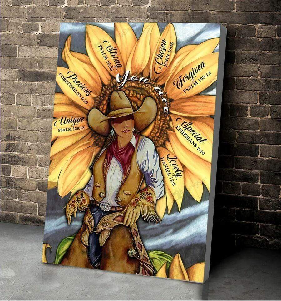 Cowgirl God Says Sunflower Canvas Wall Art, Wall Decor Visual Art