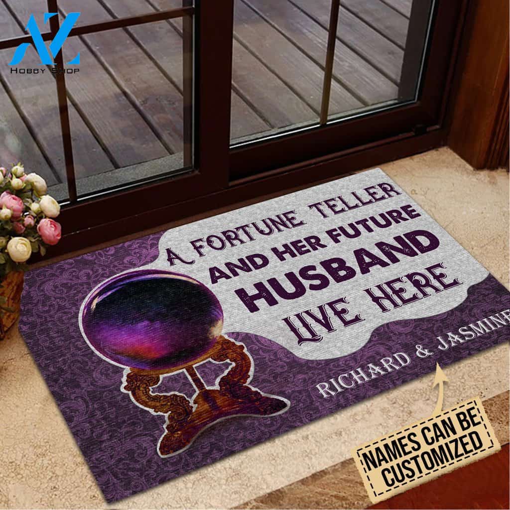 Psychic Reading A Fortune Teller & Her Future Husband Live Here Custom Doormat | Welcome Mat | House Warming Gift