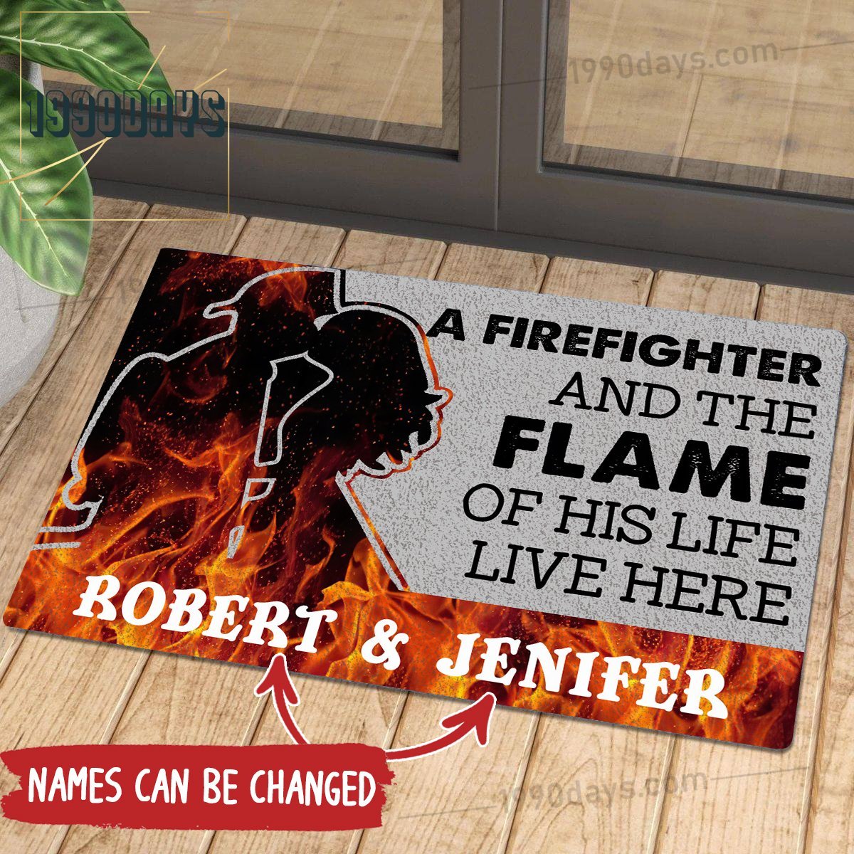 A Firefighter And The Flame Of His Life Live Here Doormat | Colorful | Size 8x27'' 24x36''