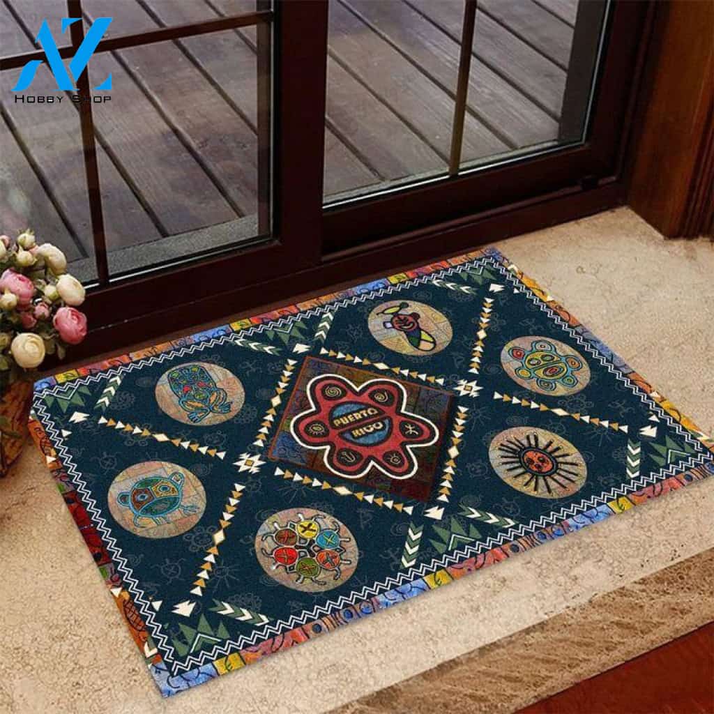 Puerto Rico Aesthetic Blue Funny Doormat | Welcome Mat | House Warming Gift