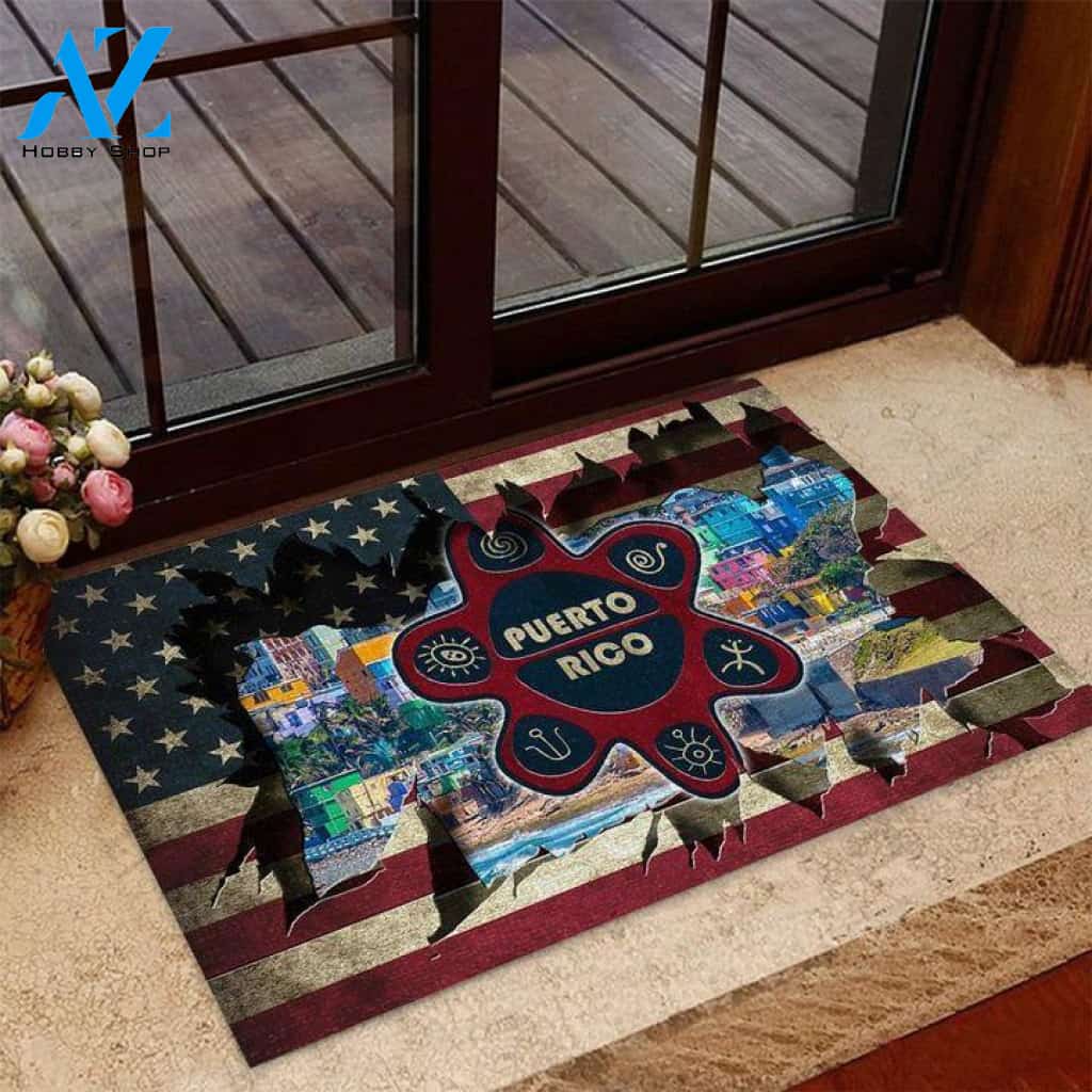 Puerto Rico US Flag Doormat | Welcome Mat | House Warming Gift