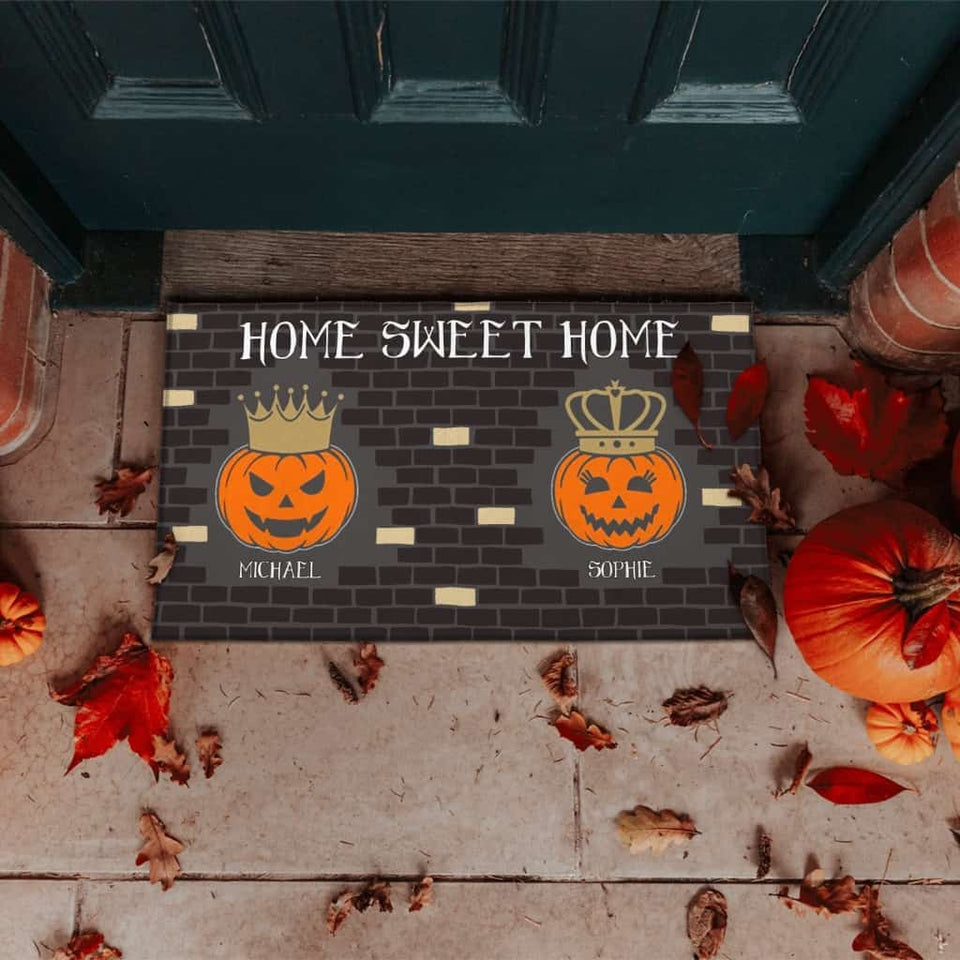 PUMPKIN KING & QUEEN DOORMAT