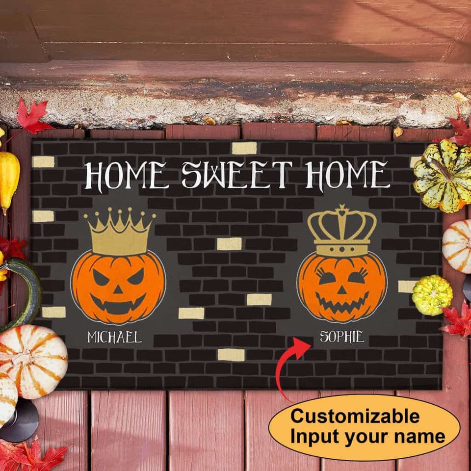 PUMPKIN KING & QUEEN DOORMAT