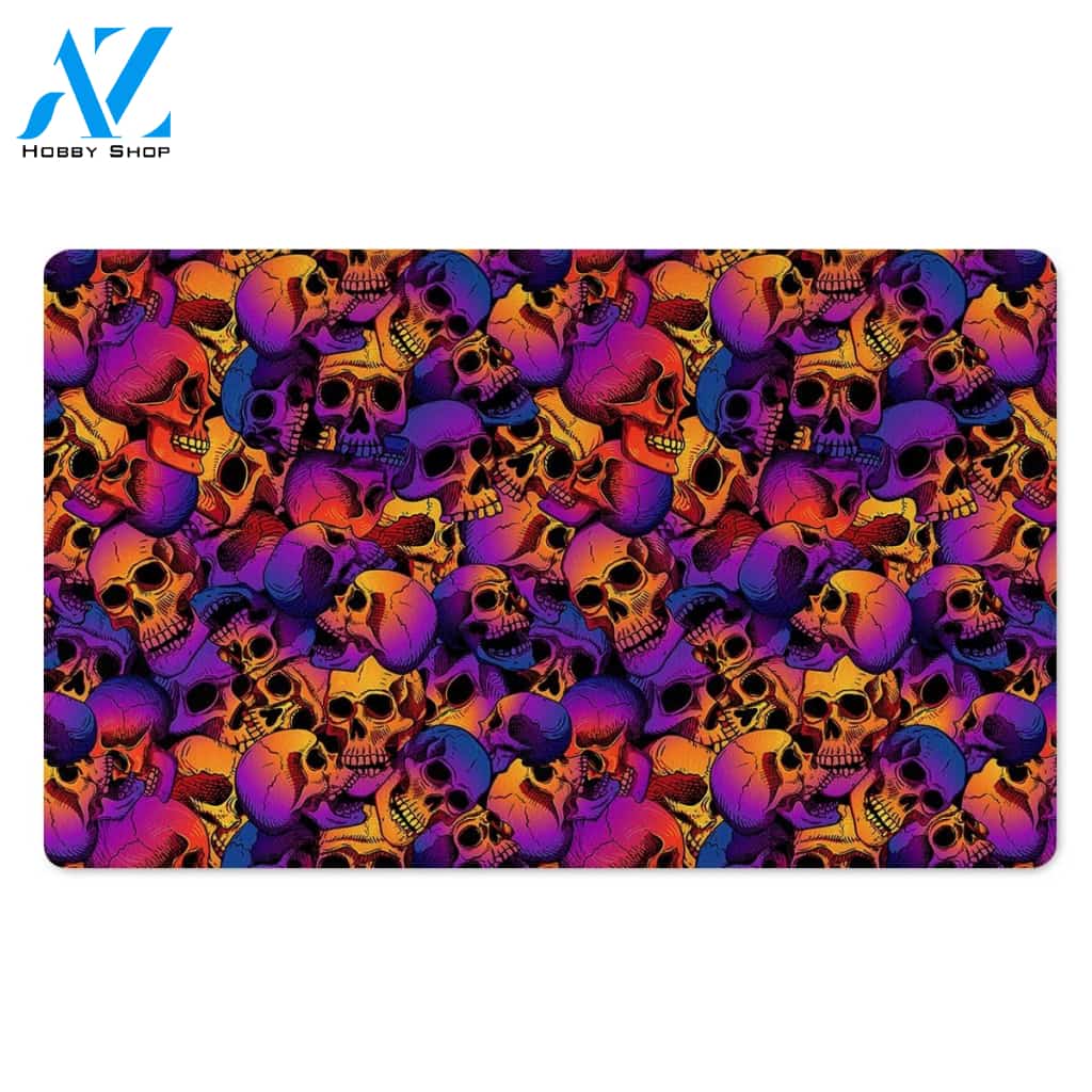 Purple Skull Door Mat